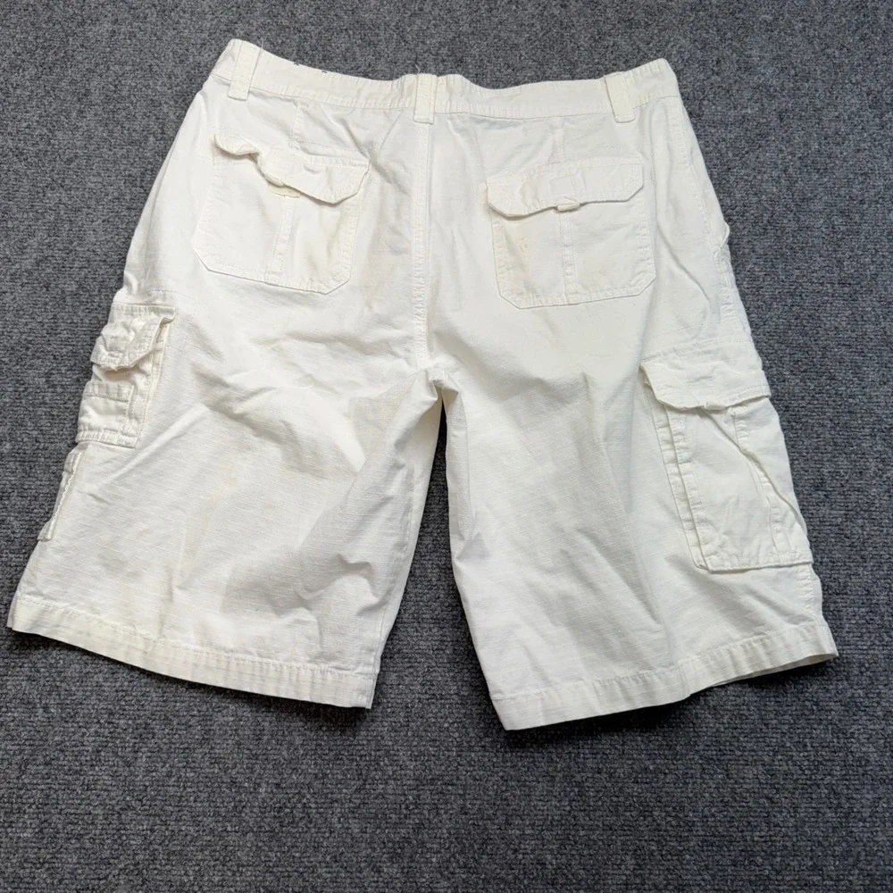 Trilogy Sportswear Mens Size 36 White Ripstop Cotton Cargo Shorts Utility Casual